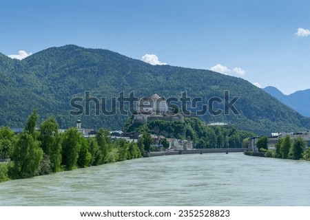 Old fortress with the river Inn in the austrian village called Kufstein