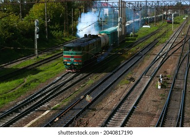 The Old Freight Train And Track In Ukraine.