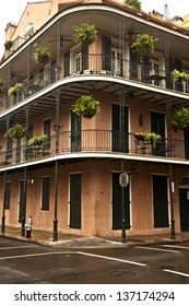 Old French Architecture In The French Quarter In New Orleans