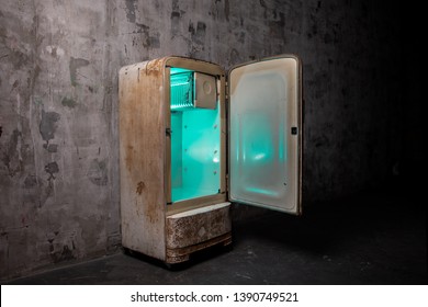 Old Fridge With Open Door