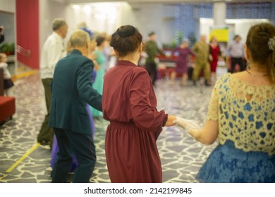 Old Friends Dance Together. Homecoming. Veterans Gathered For Dance. Seniors At Meeting.