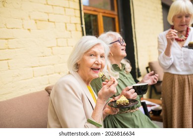 Old Friends Feeling Great While Spending Time Together And Drinking Tea