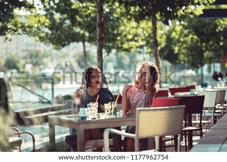 Similar – Group of people having fun in a summer day