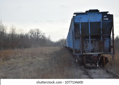 Old Fright Car On Railroad Bed In Seneca County NY 