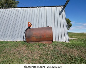 Old Fuel Tank On A Farm