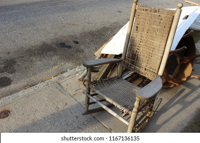 Old Furniture Sitting Outside On Curb