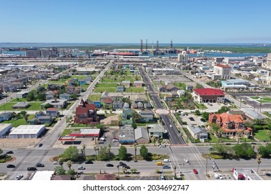 Old Galveston Aerial Of Town