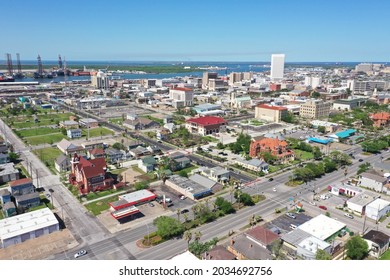 Old Galveston Aerial Of Town