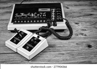 Old Game Console With Very Simple Wired Joysticks