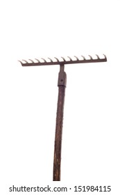 Old Garden Rake On White Background