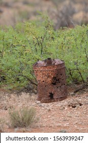 Old Gas Can Shot Up In Desert