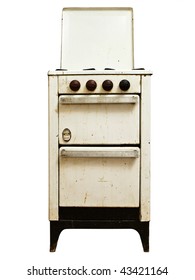 Old Gas Cooker Over The White Background