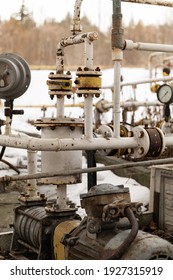 Old Gas Installation At A Filling Station, Gas Pipeline, Old Pipes