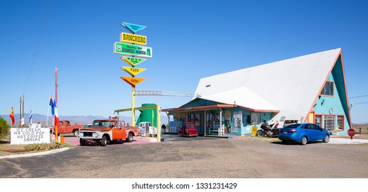 Old Gas Station Near Hackberry On Route 66 In Arizona, USA, 07-22-2018