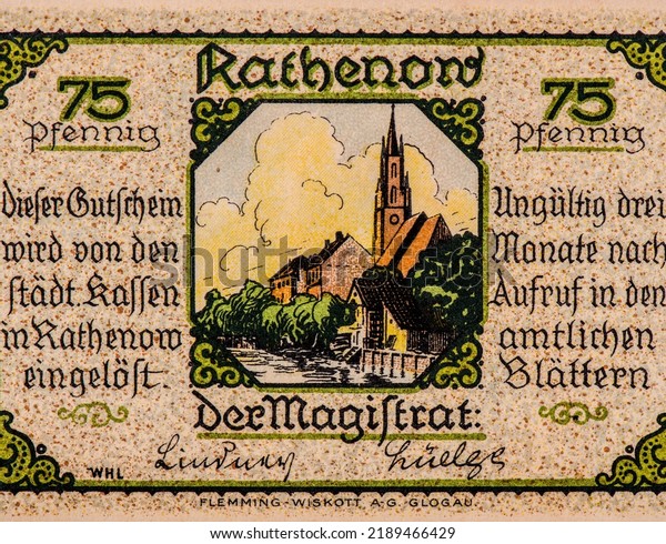 Old German banknote, Emergency money or Notgeld
issued by German.