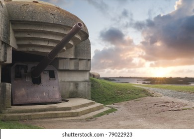 Old German Bunker In Normandy, Gold Beach, France.