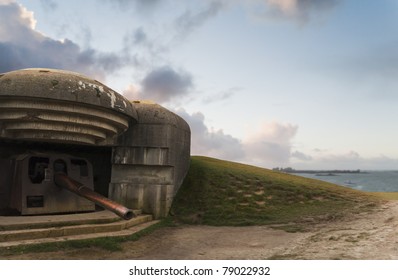 Old German Bunker In Normandy, Gold Beach, France.