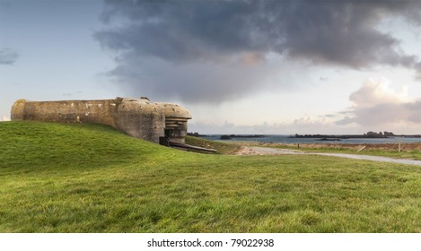 Old German Bunker In Normandy, Gold Beach, France.