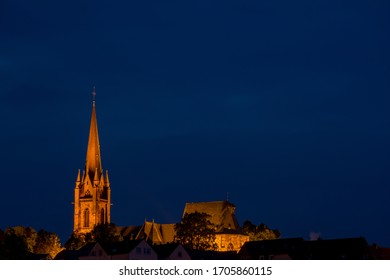 Old German Gothic Church Night Photograph