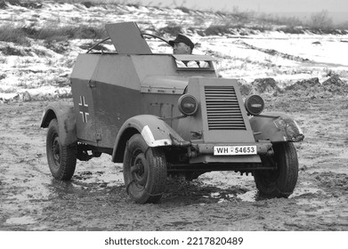 Old German Transport During Historical Reenactment Of WWII, Military History Club Red Star On February 25, 2012 In Kiev, Ukraine