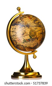 Old globe isolated on white background