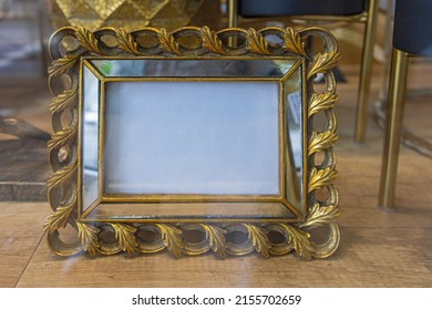 Old Gold Luxury Horizontal Picture Frame At Desk