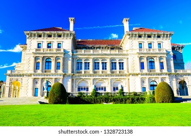 Old Gorgeous Chateau In Clear Blue Sky From Mega Rich Family And Owner With Traditional Facade Exterior