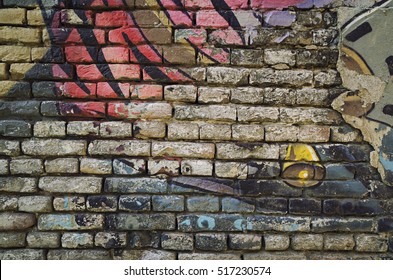 Old Graffiti Brick Wall 