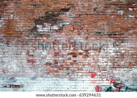 Old graffiti brick wall, colorful background