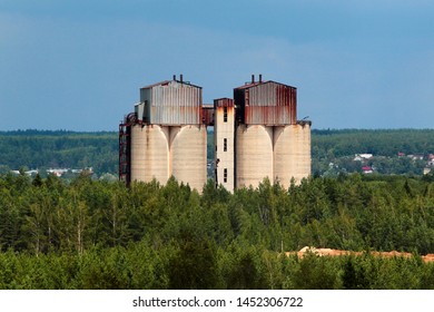 Old grain elevators at a flour milling plant, Russia