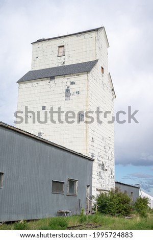 Old grain elevators outside the small town of De Winton, Alberta.