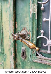 Old Green Door, Vintage Door Handle