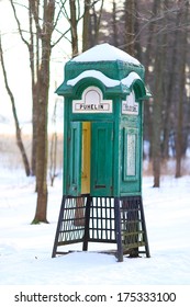 Old Green Phone Booth In Helsinki