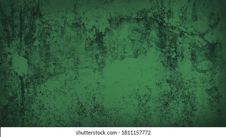 old green weathered cement wall background with dark corners. rustic grunge and dirty wall for abandoned concept background. green faded stucco wall.