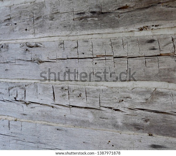 Old Grey Log Cabin Chinking Stock Photo Edit Now 1387971878