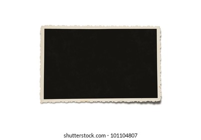 Old grunge blank photograph isolated on white background with clipping path for the inside