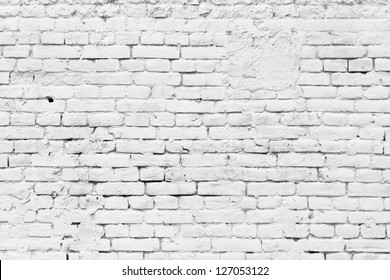 Old Grunge Brick White Wall Background