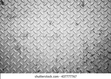 Old grunge checkered steel plates background - Black and White