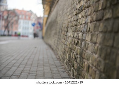 old grunge interior with brick wall. Selective focus.