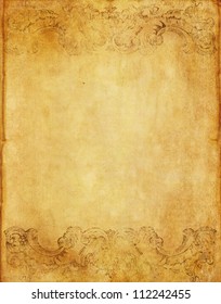 Old Grunge Paper Background From Book With Vintage Victorian Style