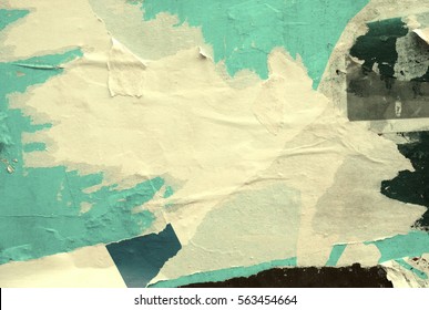 Old Grunge Ripped Torn Vintage Collage Posters Creased Crumpled Paper Surface Texture Background Backdrop Space For Text