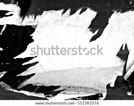 Old grunge ripped torn vintage collage posters and creased crumpled paper surface texture background placard / Space for text