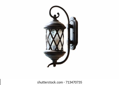 old and grunge wall lamp isolated on wihte background