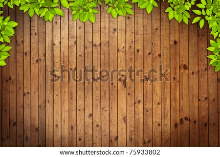 Old grunge Wood Texture with leaves use for background