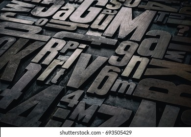 Old Grungy Letterpress Wood Type Printing Blocks 