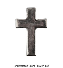 Old Grungy Metal Cross Isolated On White