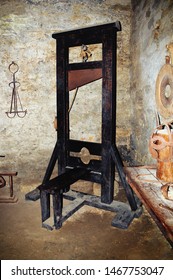 Old Guillotine In The Torture Room