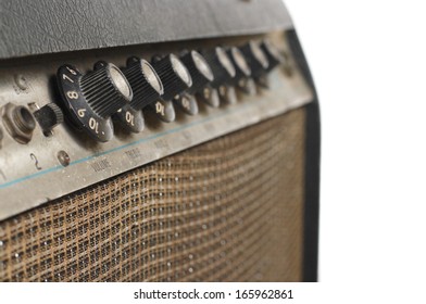 Old Guitar Amplifier On White Background