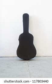 The Old Guitar Case On White Background