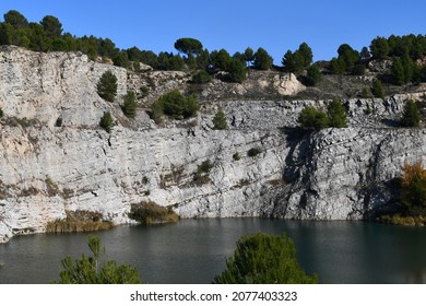 An Old Gypsum Quarry Filled With Water (Miocene, Vilobí Del Penedès, Barcelona).